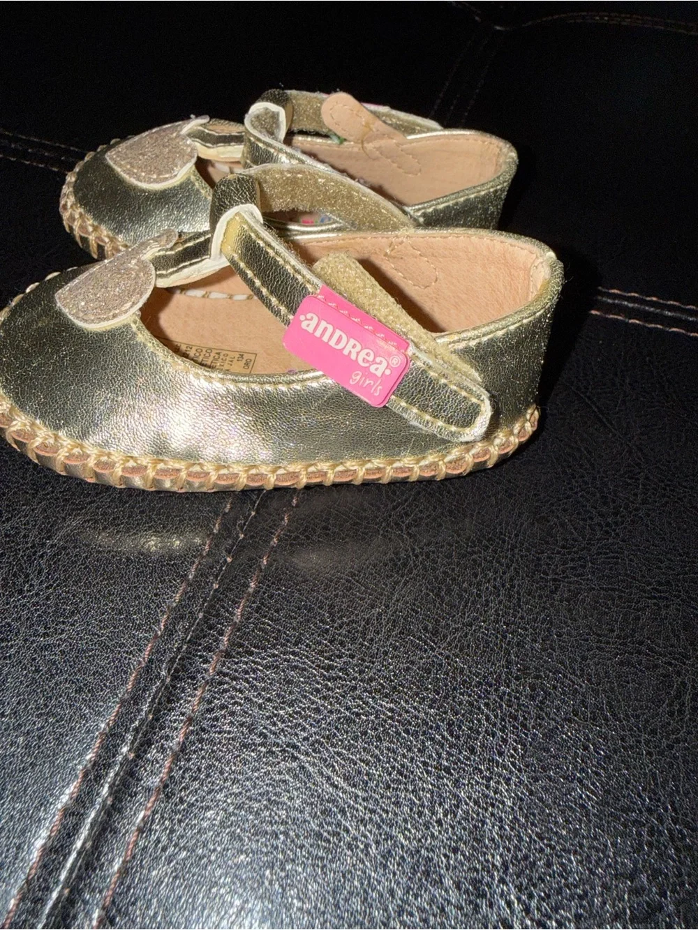 Baby Mary Jane Gold Heart Strap Shoes